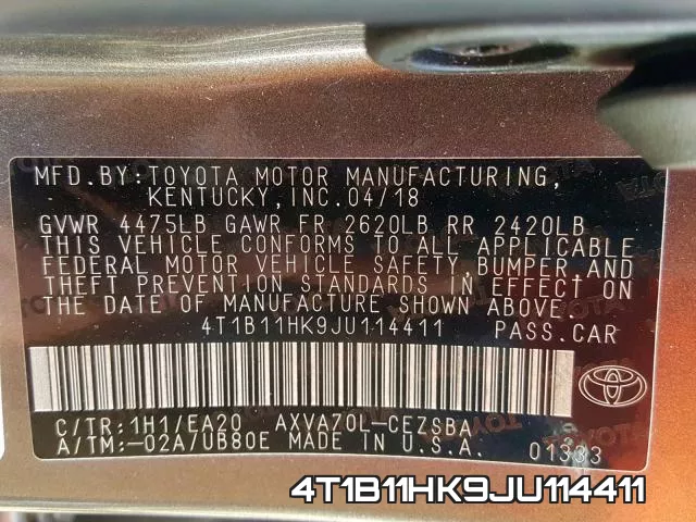 4T1B11HK9JU114411 фото 2