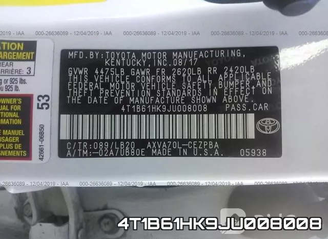 4T1B61HK9JU008008 фото 10