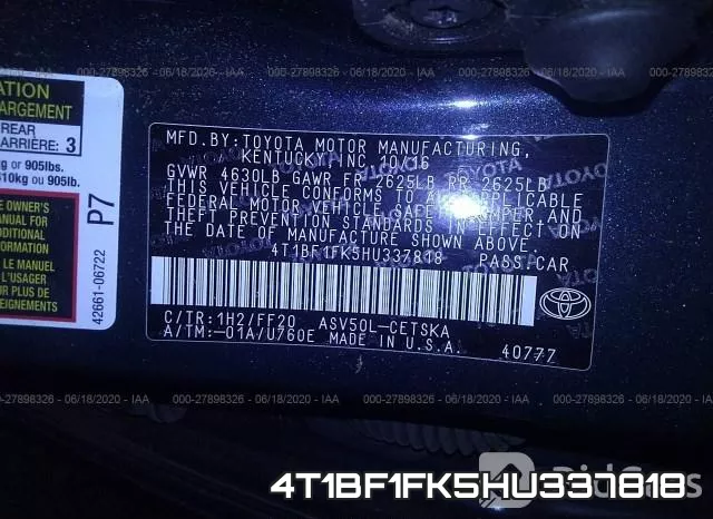 4T1BF1FK5HU337818 фото 10