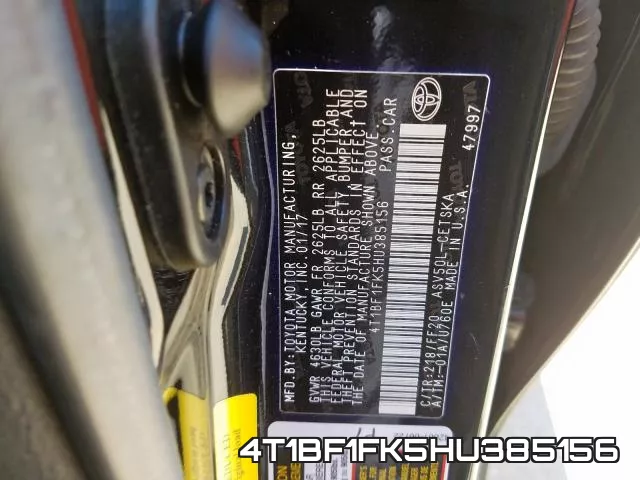 4T1BF1FK5HU385156 фото 2