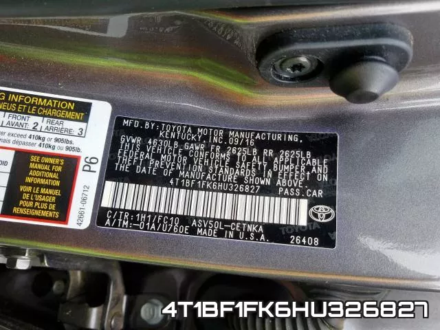 4T1BF1FK6HU326827 фото 2