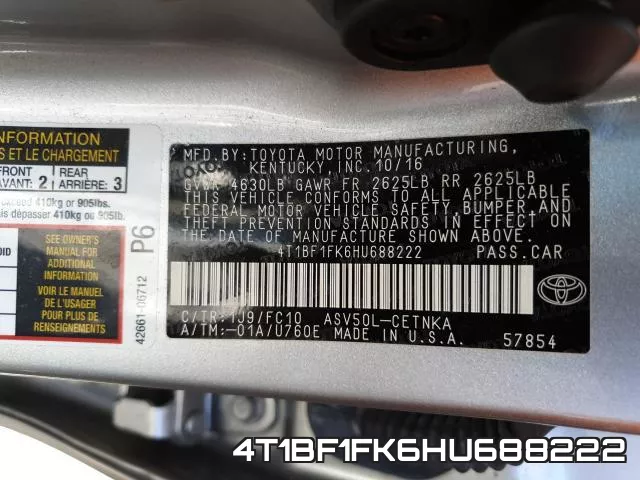 4T1BF1FK6HU688222 фото 2