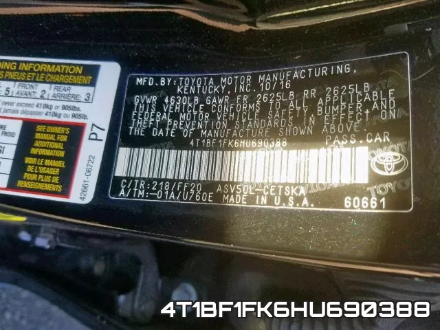 4T1BF1FK6HU690388 фото 2