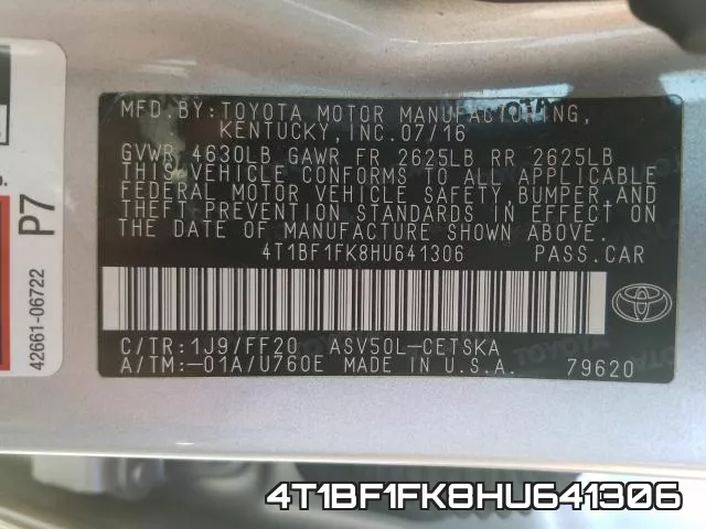 4T1BF1FK8HU641306 фото 2