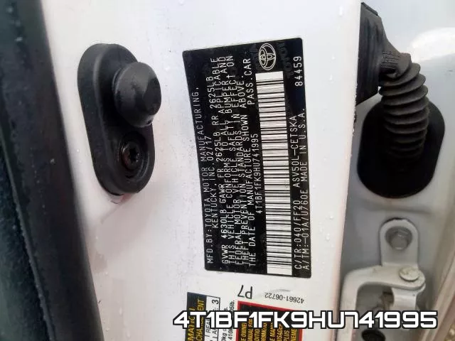 4T1BF1FK9HU741995 фото 2