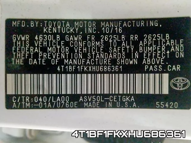 4T1BF1FKXHU686361 фото 2