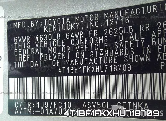 4T1BF1FKXHU718709 фото 10