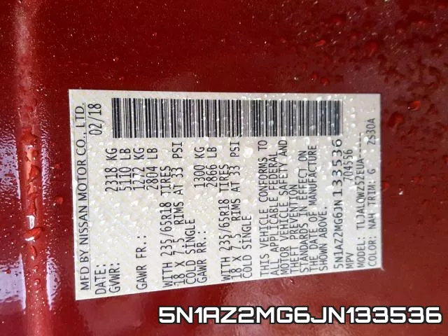 5N1AZ2MG6JN133536 фото 2
