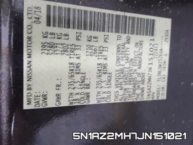 5N1AZ2MH7JN151021 фото 2