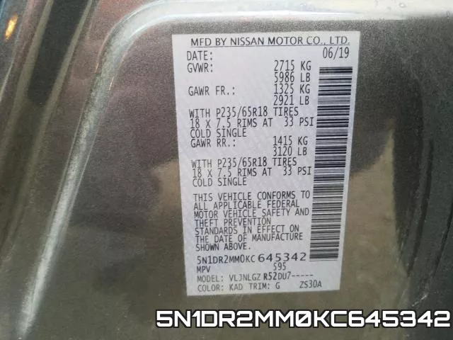 5N1DR2MM0KC645342 фото 2