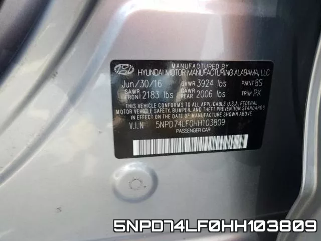 5NPD74LF0HH103809 фото 2