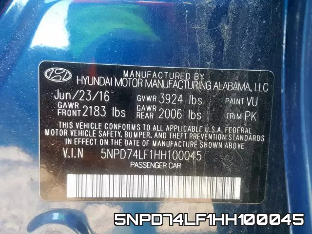 5NPD74LF1HH100045 фото 2