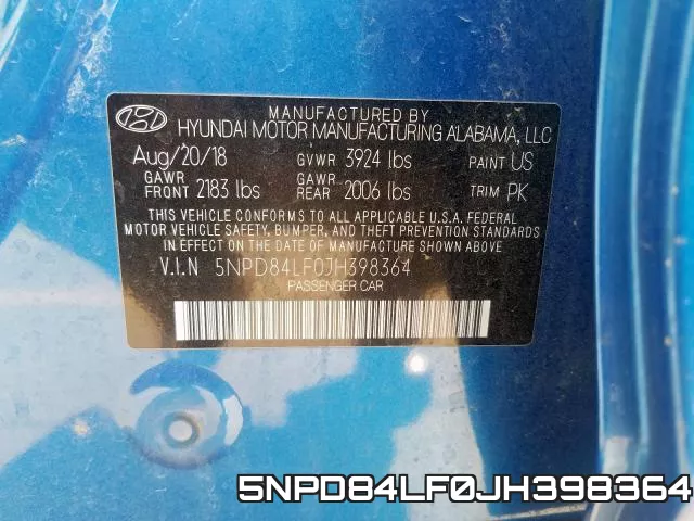 5NPD84LF0JH398364 фото 2