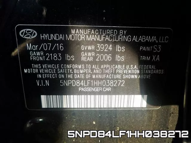 5NPD84LF1HH038272 фото 2