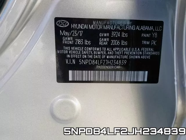 5NPD84LF2JH234839 фото 2