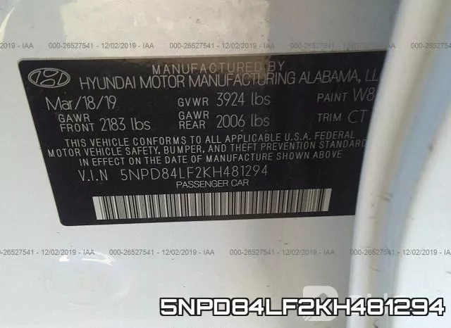 5NPD84LF2KH481294 фото 10