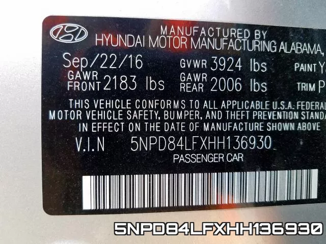 5NPD84LFXHH136930 фото 2