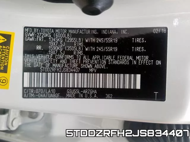 5TDDZRFH2JS834407 фото 2