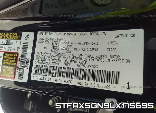 5TFAX5GN9LX175695 фото 10