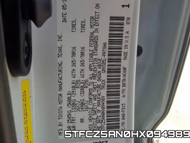 5TFCZ5AN0HX094989 фото 2