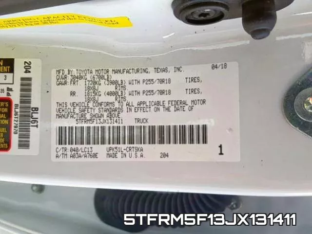 5TFRM5F13JX131411 фото 2