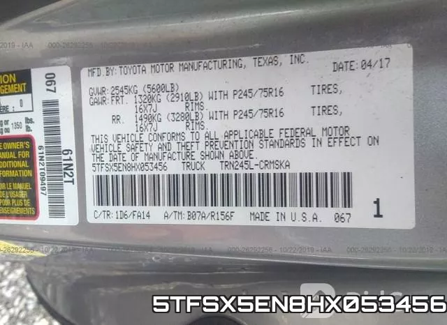 5TFSX5EN8HX053456 фото 10