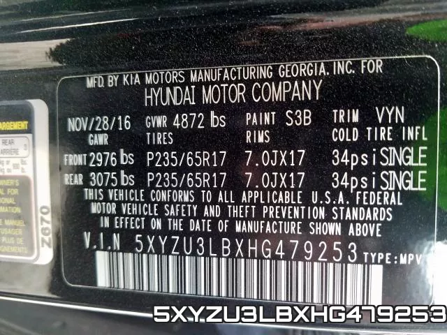 5XYZU3LBXHG479253 фото 2