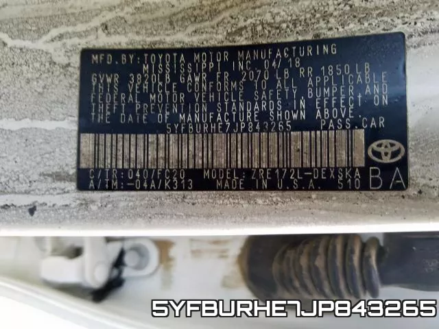 5YFBURHE7JP843265 фото 2