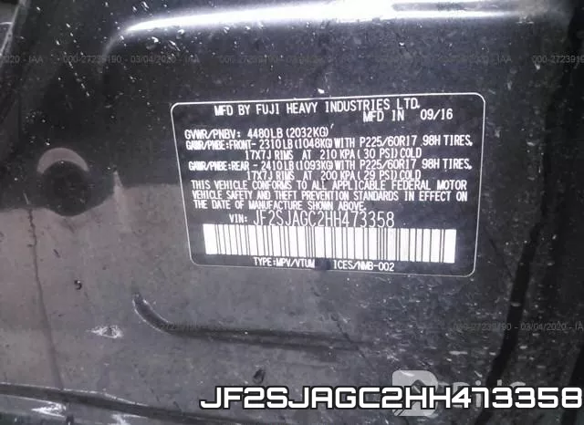 JF2SJAGC2HH473358 фото 10