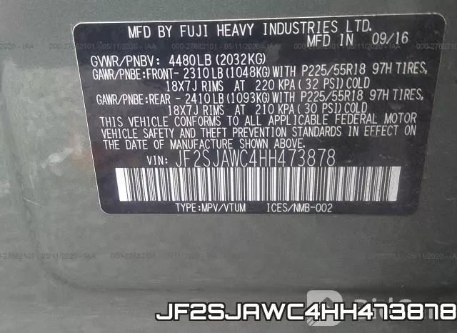 JF2SJAWC4HH473878 фото 10