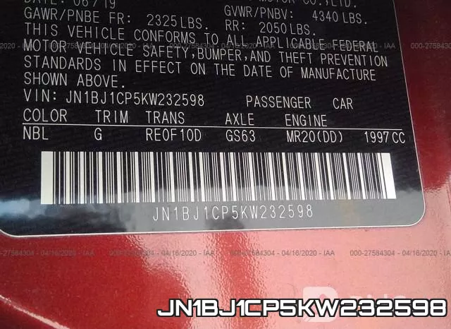 JN1BJ1CP5KW232598 фото 10