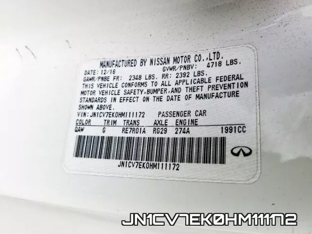 JN1CV7EK0HM111172 фото 2