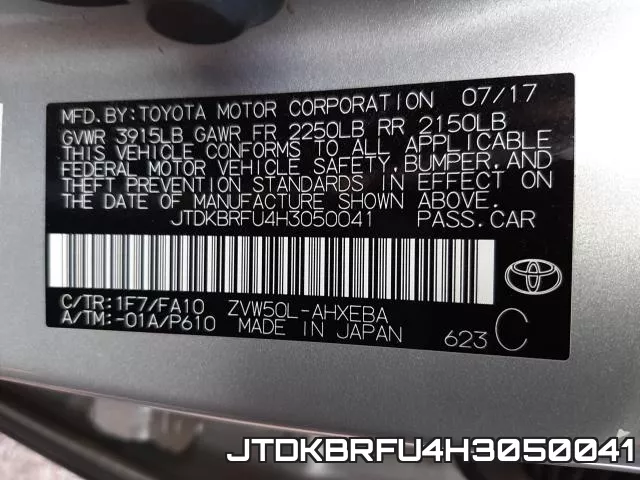 JTDKBRFU4H3050041 фото 2