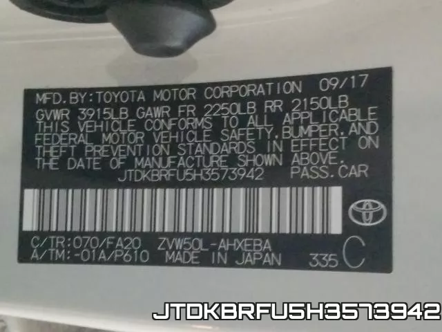 JTDKBRFU5H3573942 фото 2
