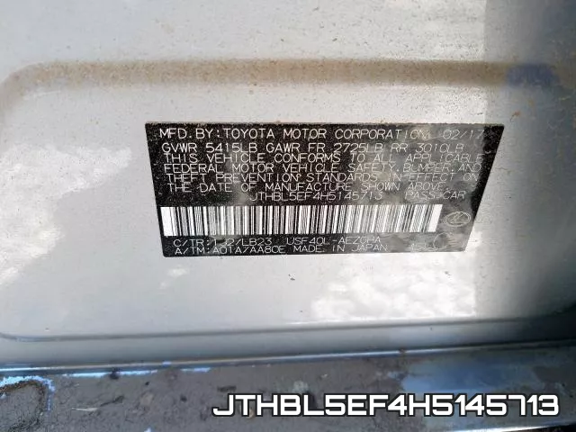 JTHBL5EF4H5145713 фото 2