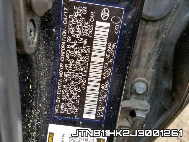 JTNB11HK2J3001261 фото 2