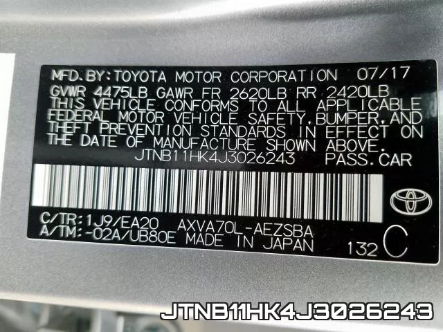 JTNB11HK4J3026243 фото 2