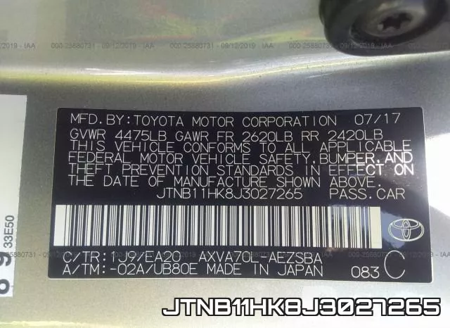 JTNB11HK8J3027265 фото 10
