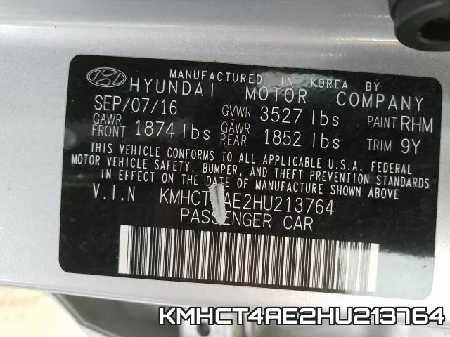 KMHCT4AE2HU213764 фото 2