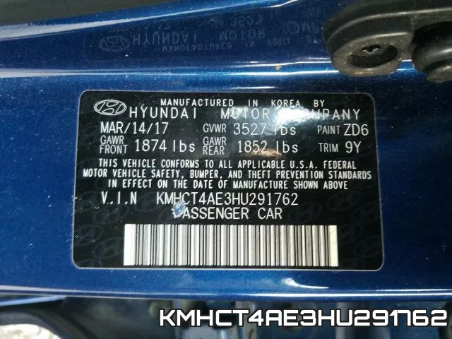 KMHCT4AE3HU291762 фото 2
