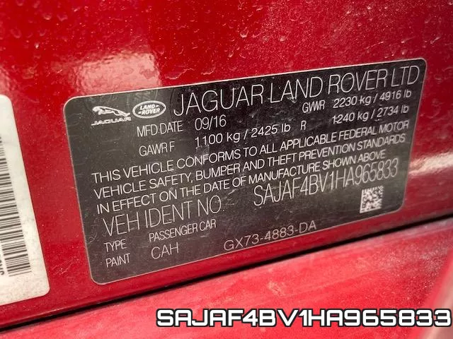 SAJAF4BV1HA965833 фото 2