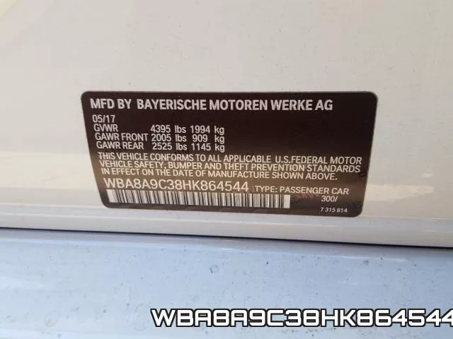 WBA8A9C38HK864544 фото 2