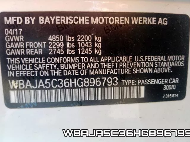 WBAJA5C36HG896793 фото 2