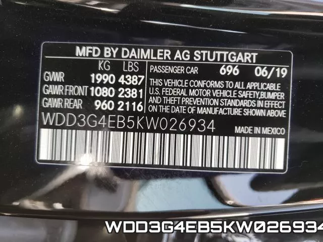 WDD3G4EB5KW026934 фото 2