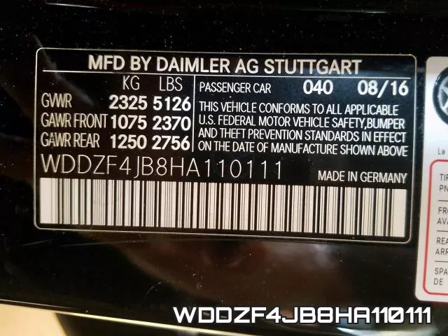 WDDZF4JB8HA110111 фото 2