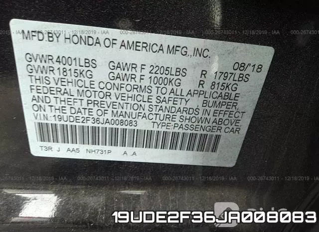 19UDE2F36JA008083 фото 10