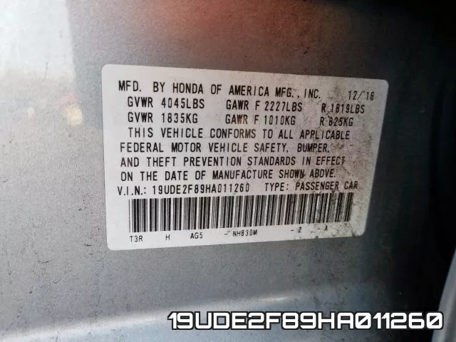 19UDE2F89HA011260 фото 2