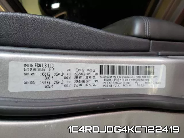 1C4RDJDG4KC722419 фото 2