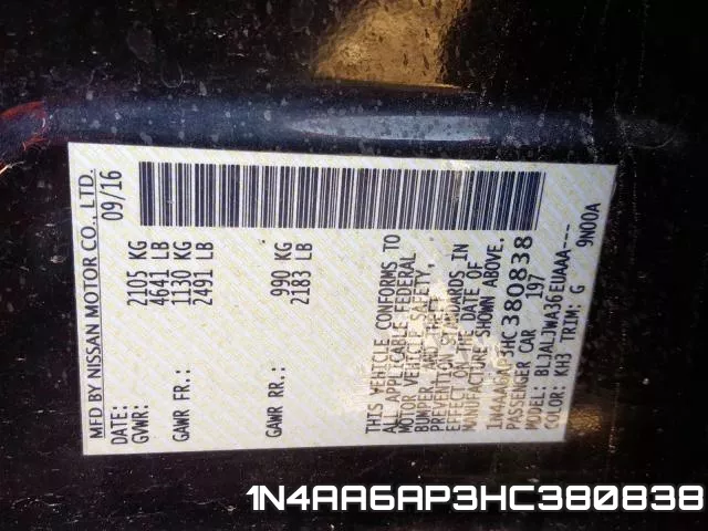 1N4AA6AP3HC380838 фото 2