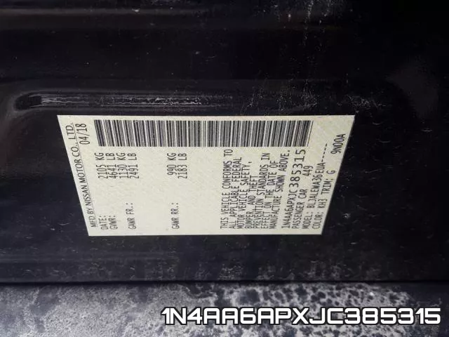 1N4AA6APXJC385315 фото 2
